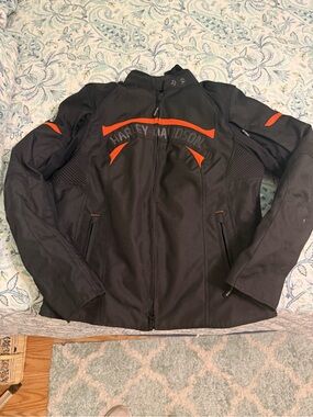 Harley-Davidson Black Jacket with Orange Accents